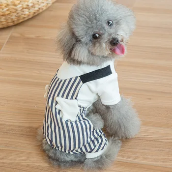

New spring dress bow stripe four legged clothes dog clothes pet Teddy dog clothes autumn and winter dog clothes