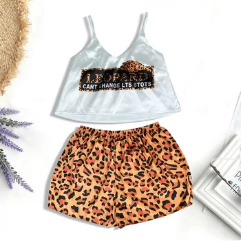 

Cute Print Pajamas Set Women Silk Sexy 2-Piece Pajamas Women Sleepwear Satin Suit Femme V Neck Home Suit 2020 Fashion Women Set