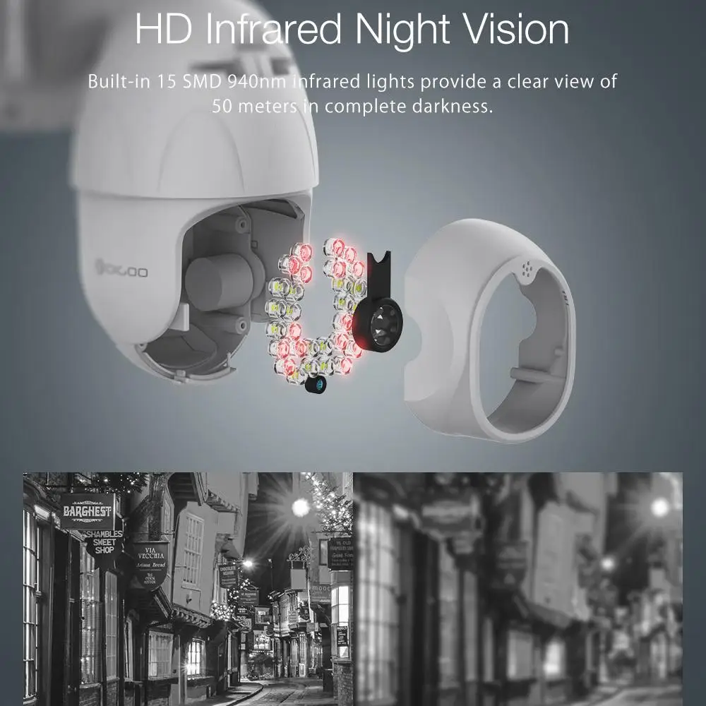  DIGOO DG-ZXC41 2MP 1080P PTZ Smart Speed Dome Camera 30 LEDS IR Full-color Night Vision Outdoor Sec - 4000392762416