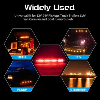 

2X 7.5" 24LED Red Flash Strobe Trailer Truck Lorry Stop Tail Rear Brake Light High Quality Diecast Aluminum Housing Car Lights