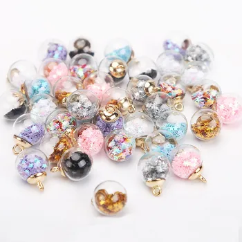 

10pcs / pack 16mm colored glitter little star wishing bottle crystal glass ball pendant necklace hair rope earrings accessories