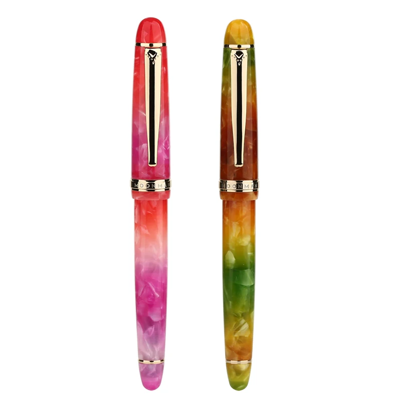 

Moonman S3 Acrylic Resin Fountain Pen Aurora Iridium Extra Fine / Fine Nib 0.38 / 0.5mm Gold Trim Pen Office Business Writing