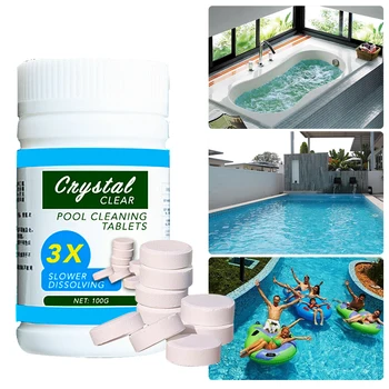 

100g Swimming Pool Cleaning Tablets Disinfection Pills Chlorine Tablet Instant Effervescent Tablet Water Disinfection Clean Tool