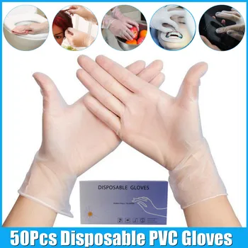

50pcs/box Disposable PVC Gloves Made Permanent Makeup Tattoo Supplies Semi-transparent Gloves Tattoo Gloves
