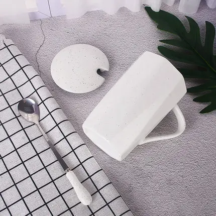 Mug B Скандинавская кофейная чашка Геометрическая керамика черные чашки креативная чашка для воды Tazas Para кафе с ложкой посуда для питья дома LZI082 - Цвет: Mug B