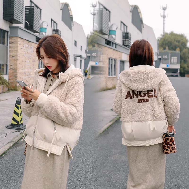 

Lambs Wool Joint Short Cotton-padded Clothes Women's 2019 New Style Korean-style Loose-Fit Small Cotton Coat CHIC College Style