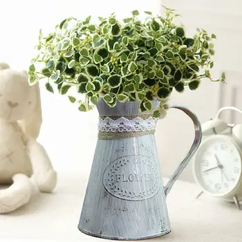 

Wrought Iron Vase Vintage Rural Style Home Decor Planting Container Small Iron Bucket Garden Accessories