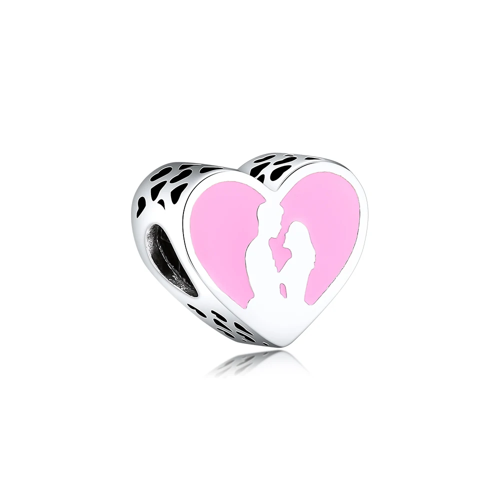 

CKK 100% 925 Sterling-Silver-Jewelry Prince & Princess Falling in Love Charms,Pink Enamel Fits Making Charms ValentinesBracelets