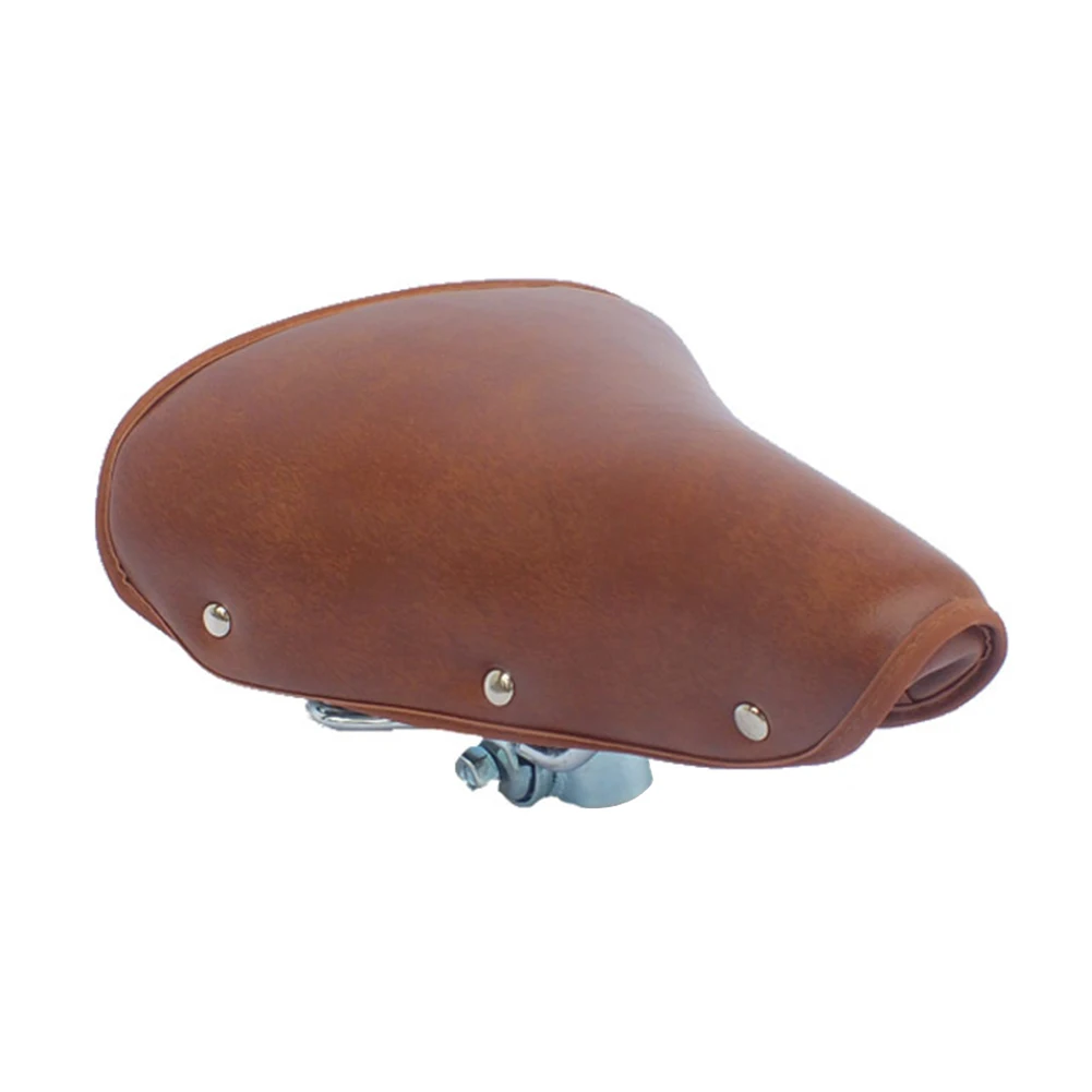 

Smooth Soft PU Leather Brown Wear Resistant Fixed Vintage Professional Spring Bicycle Saddle Seat Cushion Accessories Non-Slip