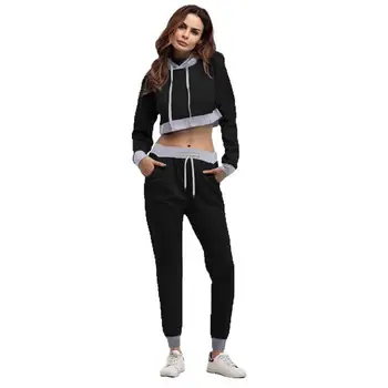 

2 Piece Outfits for Women Elastic Waist Pockets Women Tracksuit Pullover Office Lady 2020 Casual Loose Sexy Two Piece