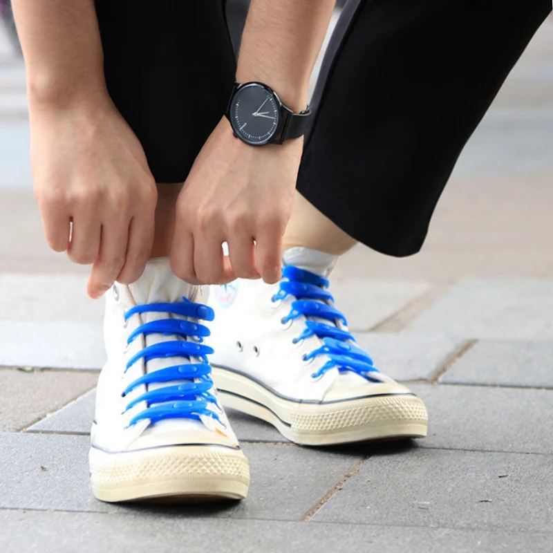 14PCS Lazy No Tie Elastic Silicone Shoe Laces Athletic Running Sport Shoelaces Children and Adult Shoe Strings For Sneakers ZX00
