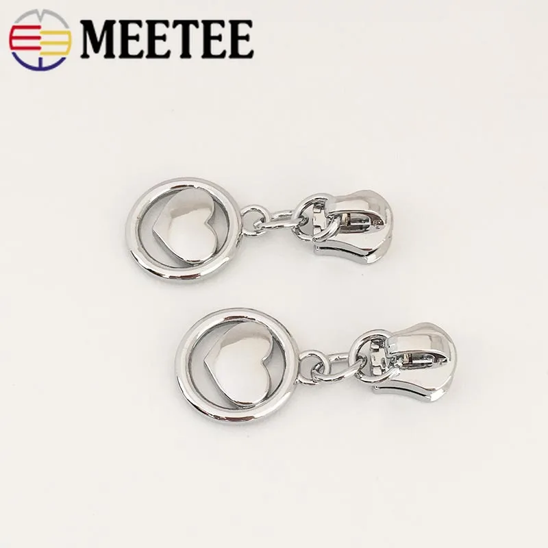5/10 шт. Meetee eco-friendly сердце бегунки для молний для 5# разъемная застежка-молния металлическая молния пуховик-пулер ограничитель молнии сумка с молнией для ремонта Наборы аксессуары «сделай сам»