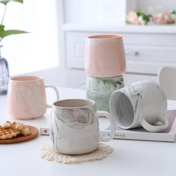 

Creative Marble Ceramic Mark Cup Office Water Cup Coffee Cup European Home Couple Pair Cup Tea Cup tea cup set coffee cups
