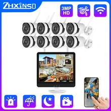

ZHXINSD 3MP Security Protection Waterproof Wifi Security Camera Suit P2P NVR CCTV Network Camera Outdoor Video HD Surveillance