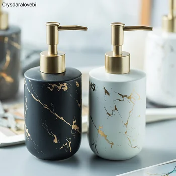 

High Quality Matte Marble Pattern Bathroom Soap Dispenser Ceramic Lotion Bottle Soap Dish Toothbrush Holder Mouthwash Cup
