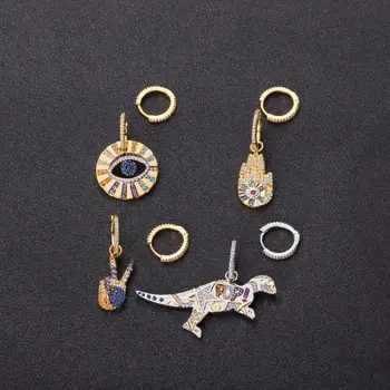 

Gold eyeshadow earrings ladies hollow eyes round punk earrings moda mujer Jewelry Fashion Pendientes zk40