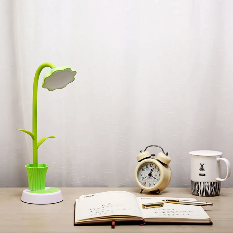 WENHSIN Sun Flower ручка настольная лампа usb зарядка Настольная маленькая настольная лампа Студенческая спальная трехскоростная Затемняющая настольная лампа для глаз