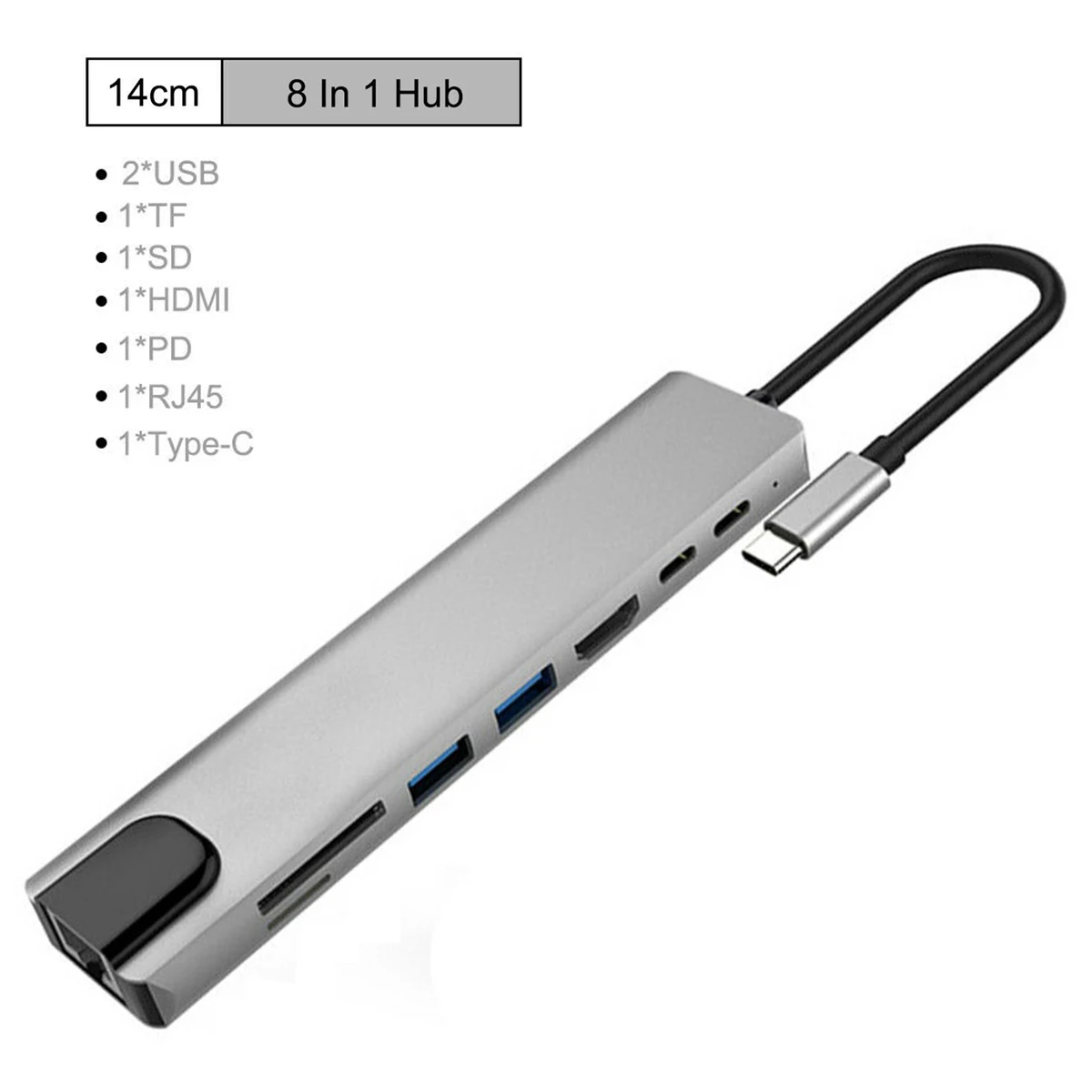 SOONHUA 8 в 1 концентратор тип-c к HDMI USB 3,0 RJ45 хаб USB-C хаб 1000 Мбит/с TF кард-ридер Plug And Play