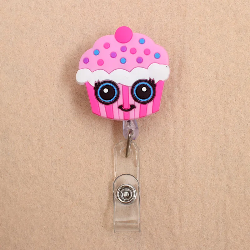 1 Pc New Cute Strawberry Fruits & Cake Retractable Pull Badge Reel