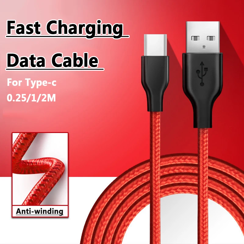 0,25 m/1 m/2 m Быстрая зарядка Плетеный тип-c USB кабель передачи данных для быстрой зарядки для телефона S9 S8 Plus OnePlus