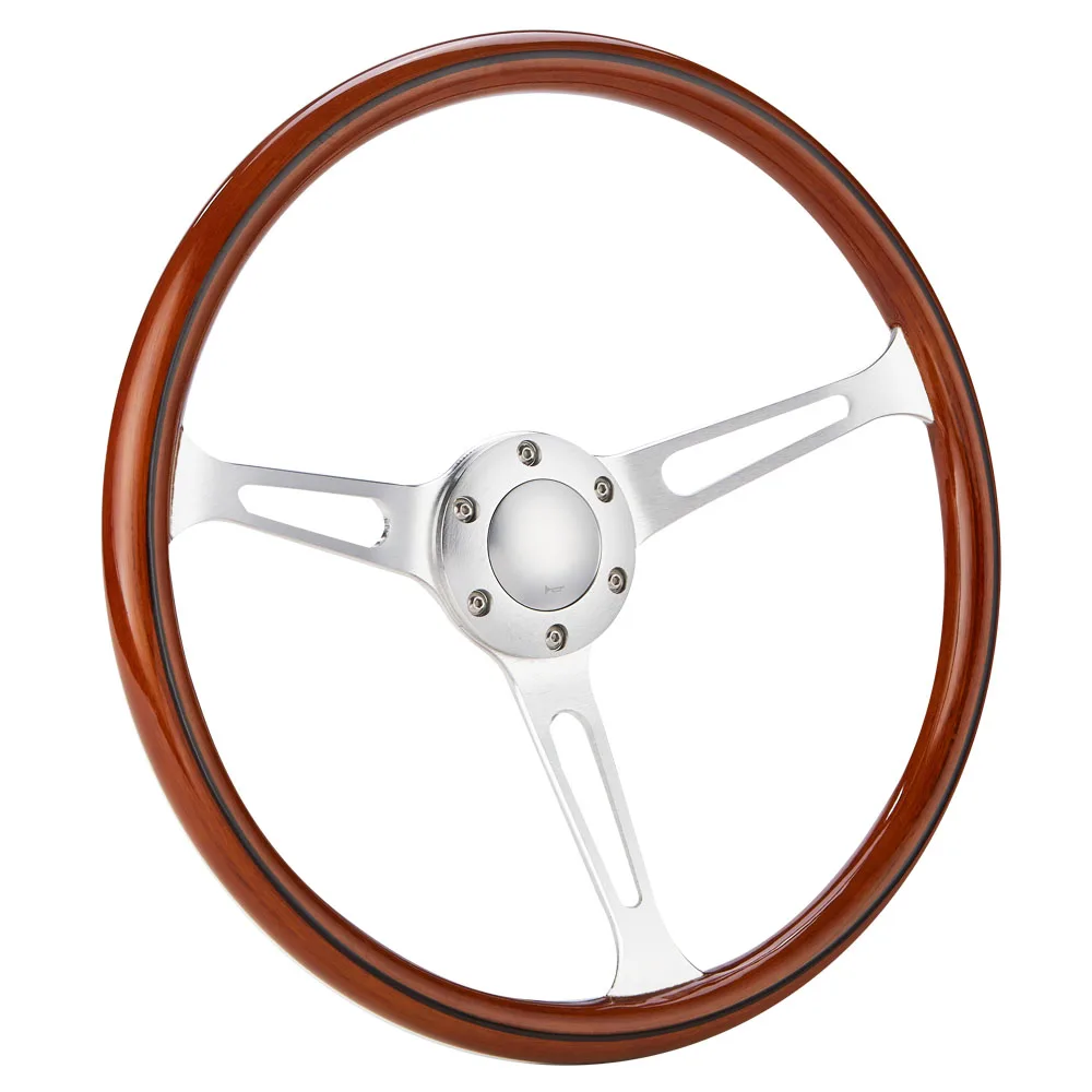 Деревянный 380 мм 15''Classic руль 3 отверстия хромированные спицы винтажная