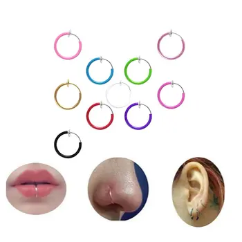 

No-Perforated Nose Ring Clamp Piercing Burun Nose Lips Ear Rings Hoop Retractable Fake Nose Ring Body Jewelry Earrings