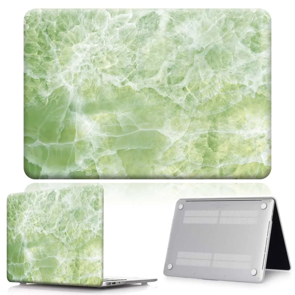 green marble KK& LL для Apple MacBook Air Pro retina 11 12 13 15/Pro 13 15 жесткий чехол для ноутбука с сенсорной панелью+ клавиатура+ Защитная пленка для экрана - Цвет: green marble