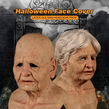 

Horror Halloween Face Cover Full Face Visible Latex Old Man Headgear Prop Latex Helmet Halloween Party Costume Props New 2020