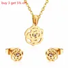 Flower Pendant Chain Necklace Earrings Dubai Bridal Wedding Jewelry Sets For Women Stainless Steel Gold Fashion Jewelry Sets ► Photo 2/5