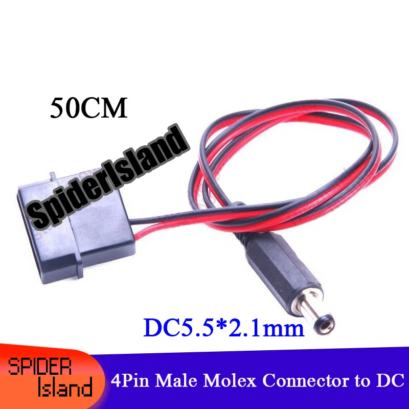 

Бесплатная доставка Новый 4 p 4Pin мужской Molex разъем для DC 5,5*2,1 мм Мужской Соединительный кабель 18AWG 50 см