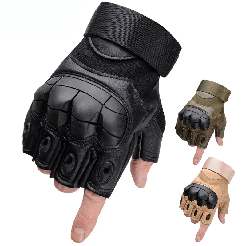 

Tactical Army Gloves Rubber Hard Knuckle Non Slip Light Fingerless Gloves Bicycle Airsoft Paintball Combat Shooting Gloves Men