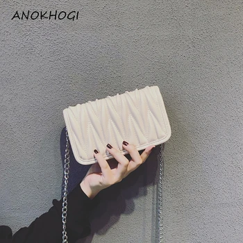 

Simple Metalc Chain Pure Color Women Shoulder Bags Flap Geometric Special Design Ladies Crossbody Bag Messengers B668