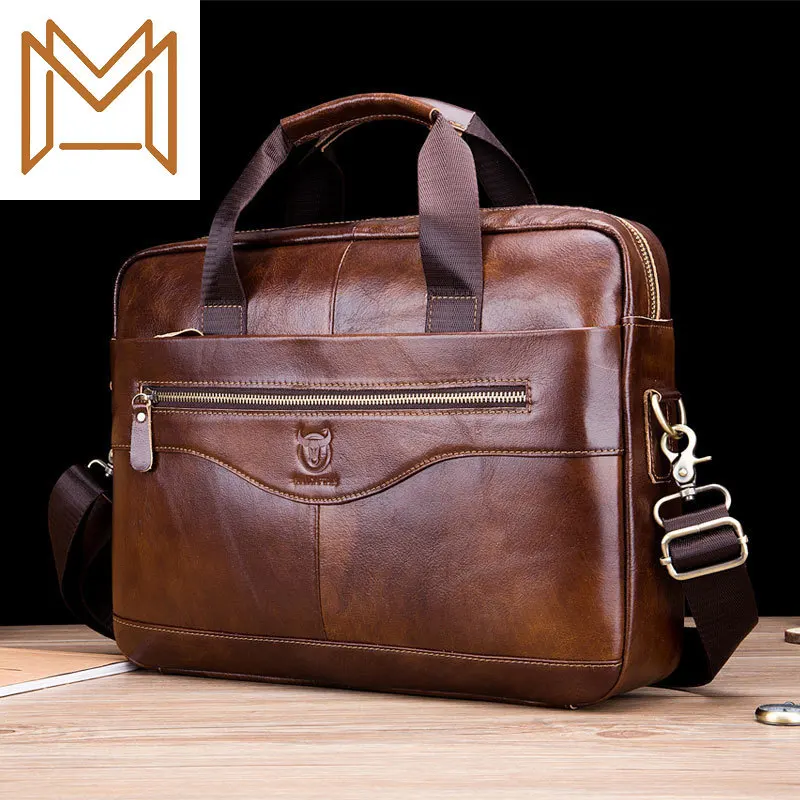

Man Genuine Leather Single Shoulder Messenger Male Layer Cowhide More Function Portable Briefcase