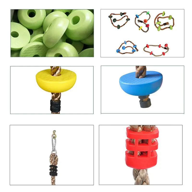 Jungle Gym Climbing Rope with Platforms and Disc Swing Seat Fitness Swing Set Kids Birthday Gift Toy Garden Outdoor Playground A