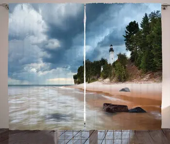 

Lighthouse Window Curtains Au Sable Lighthouse in Pictured Rock National Lakeshore Michigan USA Living Room Bedroom Decor