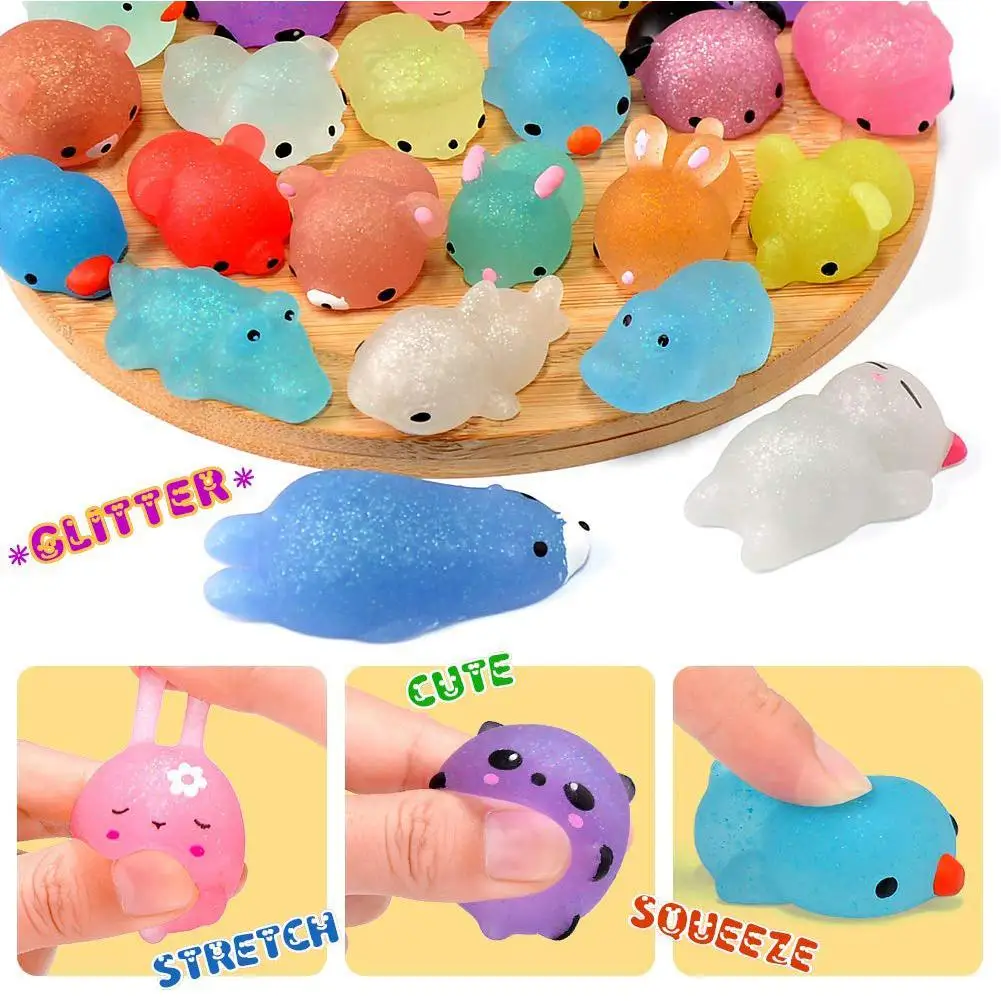 30 шт. мягкие игрушки Mochi, блестящие мини игрушки в форме животных, вечерние игрушки для детей, игрушки для снятия стресса, рождественские подарки