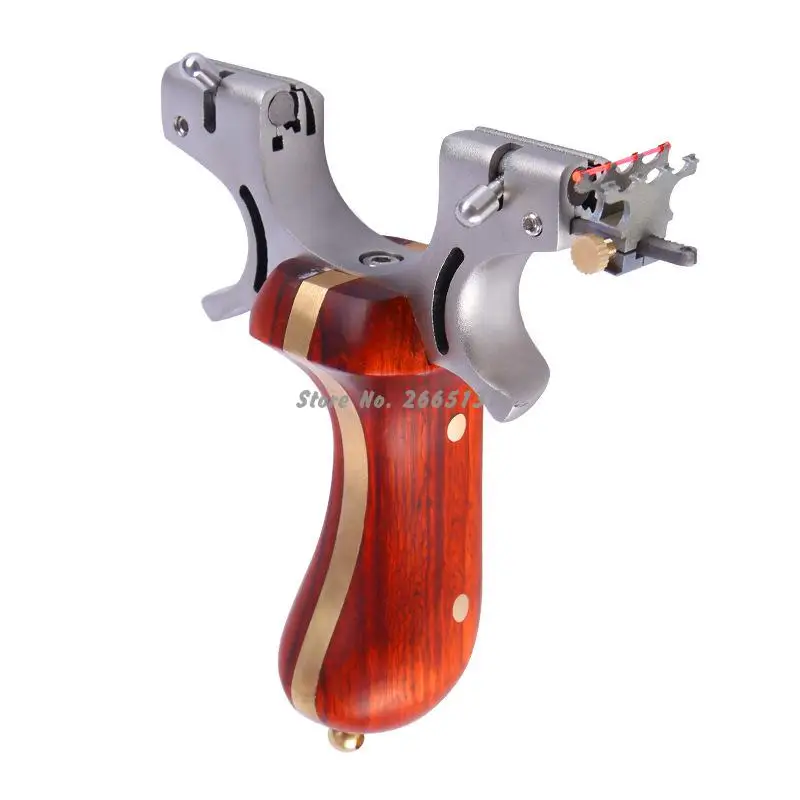 

Hot sale stainless steel outdoor hunting slingshot camshaft powerful catapult rosewood patch with rubber band 2019 new