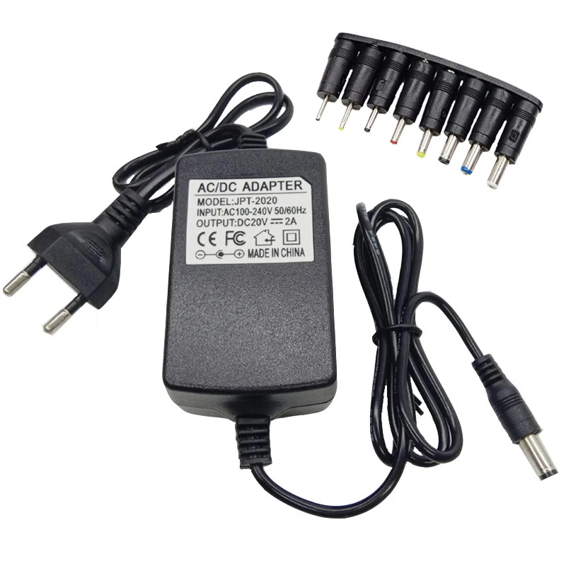 

Power Adapter DC 20V2A 20 Volt Adaptor 20V 2A Power Switching Supply EU US Plug 220V To 20V 8pcs DC Plugs 5.5x2.1mm Jack connect