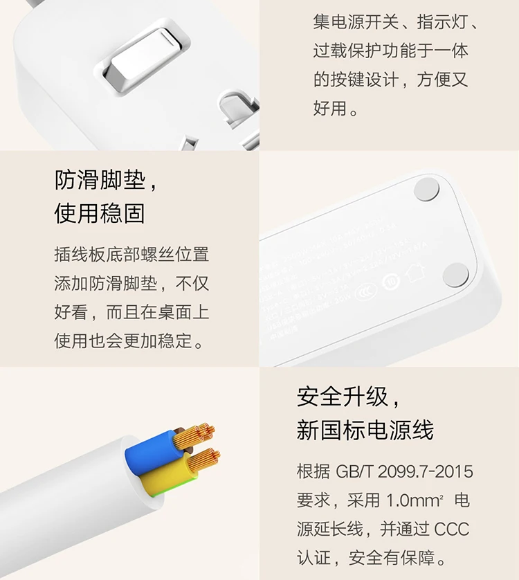 NEW Xiaomi Mi Mijia QC3.0 20W Fast Charging Power Strip 2A1C + 3 Sockets Standard Plug Interface Extension Lead 1.8m Удлинитель