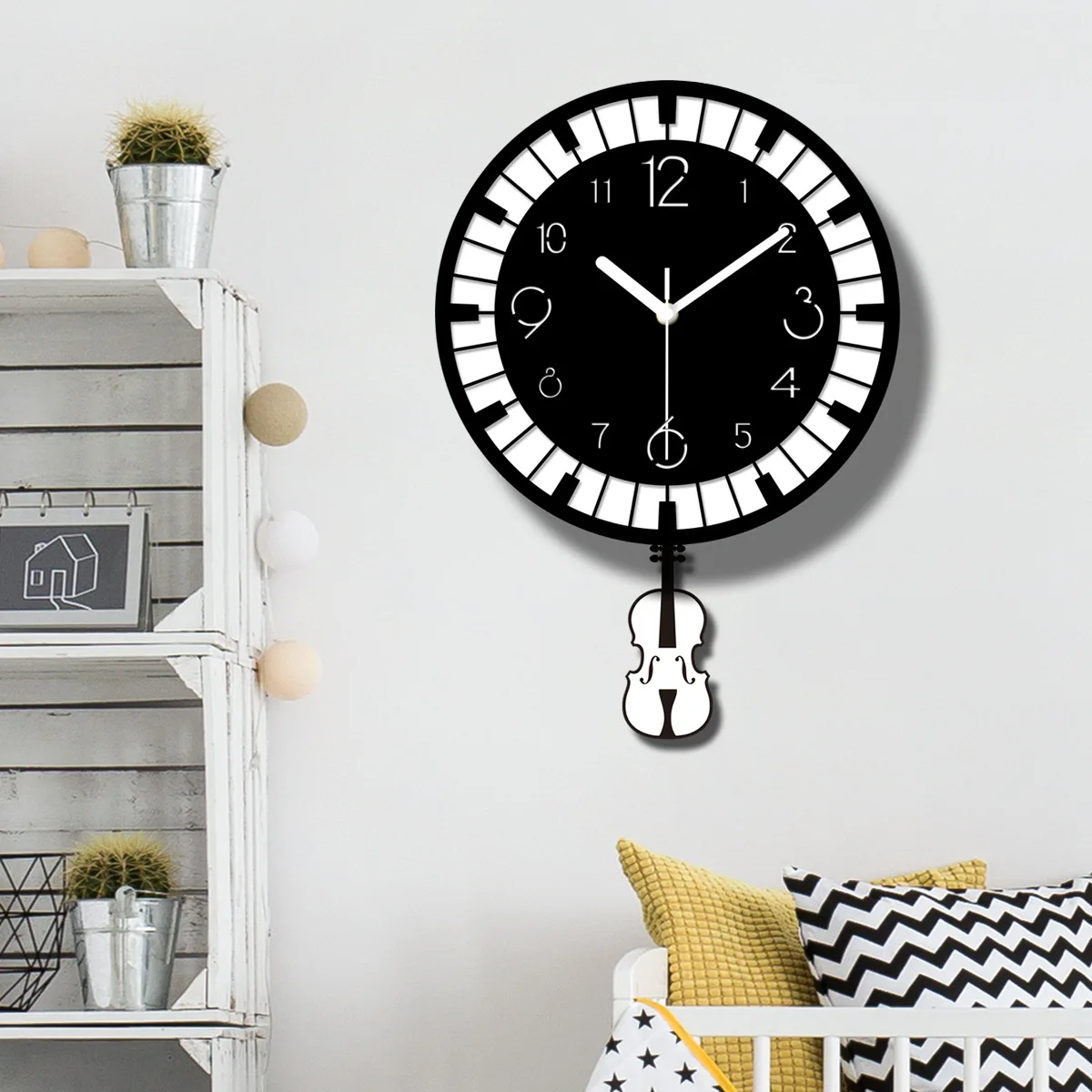 

Simple Modern Wall Clock Music Creative Silent Round Wall Clock Pendulum Orologio Da Parete Stylish House Decoration New MM60WC