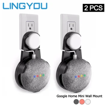 

2Pcs Wall Mount Stand For Google Home Mini Hanger Voice Assistants Compact Holder Case Plug in Kitchen Bathroom Bedroom Holdel