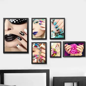 Kaufen 1 Pcs Nordic Moderne Mode Nail Art Schönheit Salon Leinwand Malerei Unframed Bild Rahmenlose Wand Decor Poster