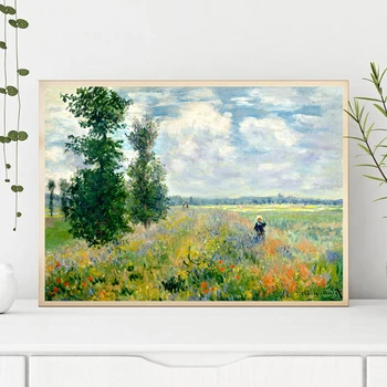 

Claude Monet Poppies at Argenteui Landscape Oil Painting on Canvas Art Wall Picture Impressionist for Living Room Cuadros