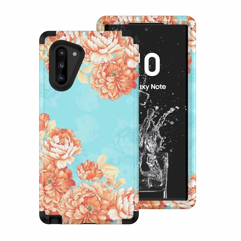 Противоударный чехол с цветами для Iphone 11 samsung Note 10 Note10 Pro Armor Hybrid Beetle жесткий чехол для телефона PC+ TPU 3 в 1 Мода 50 шт