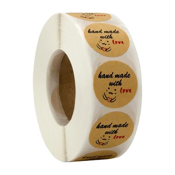 

Handmade With Love Stickers, 1 Inch Round Handmade With Love For Envelope, Packages, Gifts, Wedding, 500 Pcs/Roll