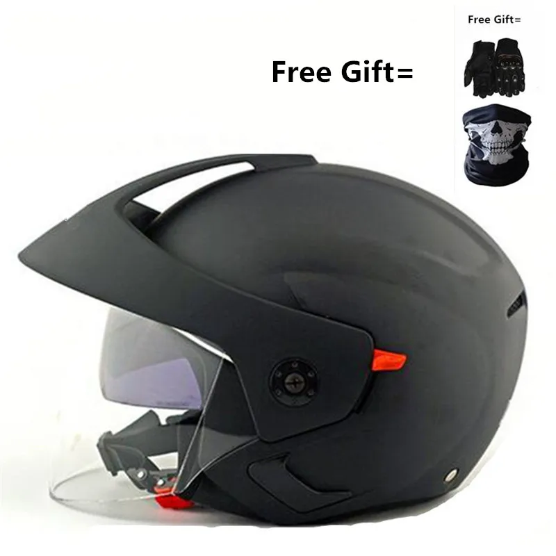 Helmets Open Face Motorcycle Helmet with Sunshield (Matte Black, X-Large) DOT approved quick release buckle