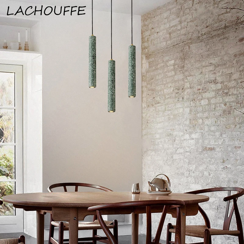 

Modern Cement Line Pendant Lights Nordic Cylindrical Long Tube Hanglamp for Restaurant Bar Coffee Hotel Vintage Loft Decor Lamp