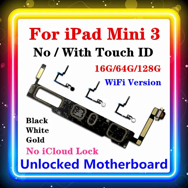 Для IPad Mini 3 материнская плата No / With Touch ID 16G 64G 128G WIFI/WLAN версия Logic Board Update | Мобильные