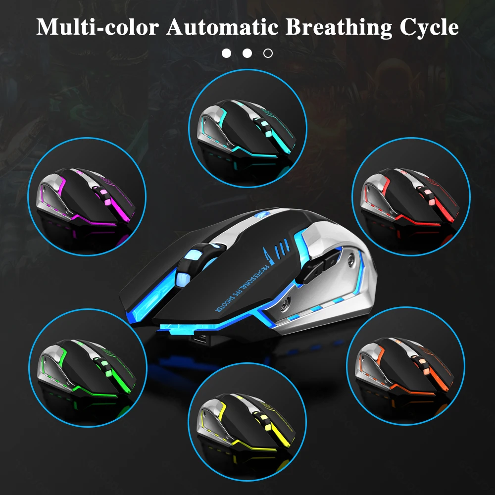 Rato do Jogo Recarregável 2.4gwireless Bluetooth Mouse Mudo Ergonômico Mouse para Computador Portátil Led Backlit Ratos para Ios Android - Imagem 4