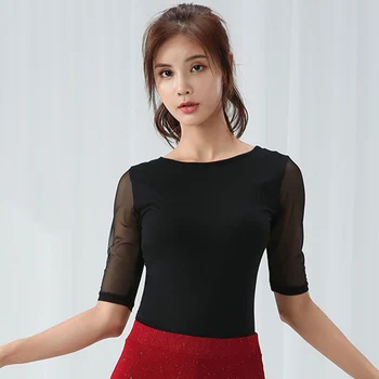 

Latin Dance Top Black Ballroom Tango Salsa Practice Dancing Wear Women Modern Dance Cha Cha Samba Rumba Training Outfit DC2618